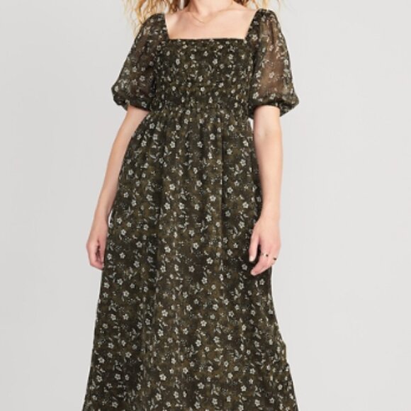 Fit & Flare Smocked Maxi Dress - Picture 1 of 11